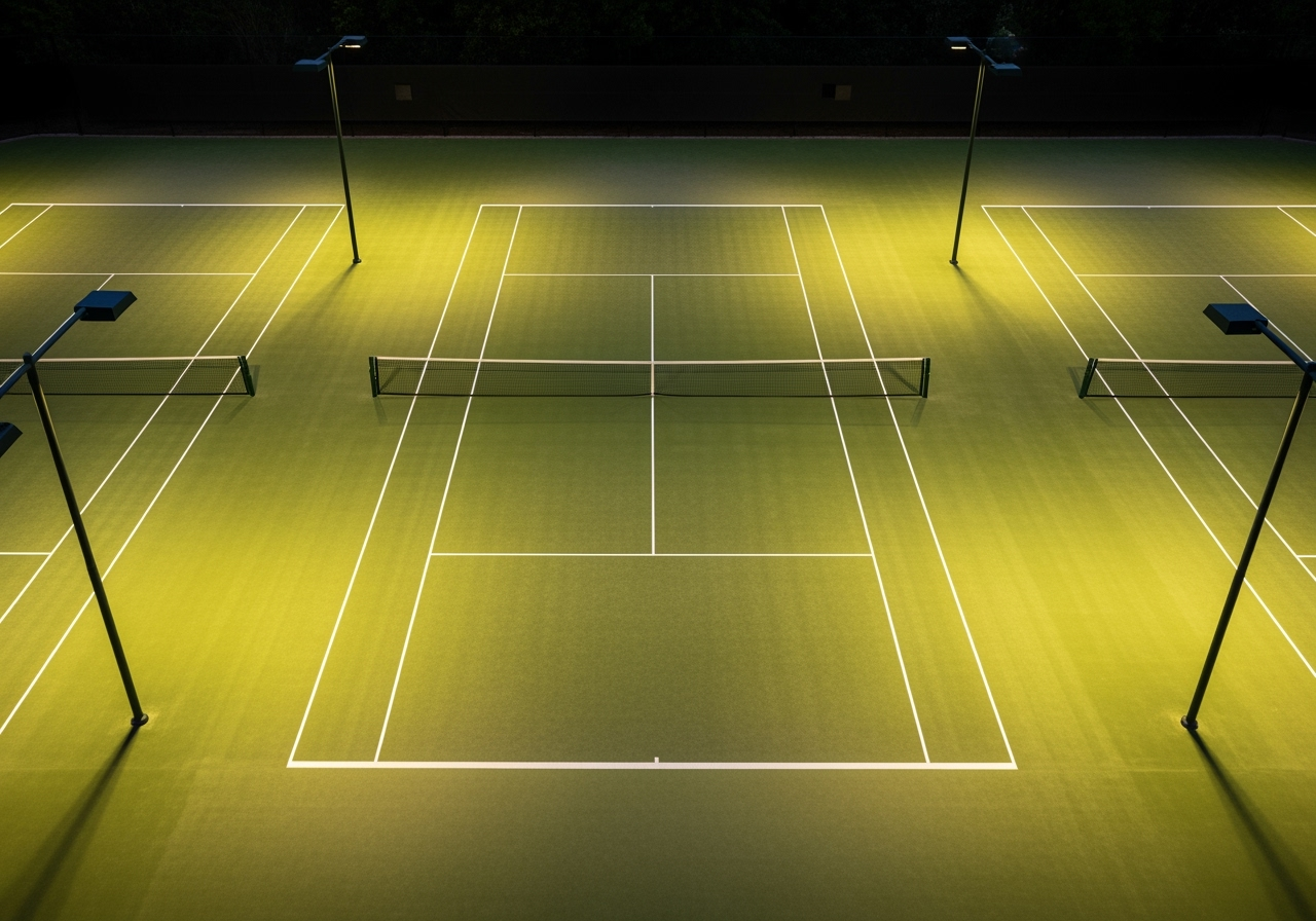 typical 6-pole outdoor tennis court lighting layout - tennis court lighting design