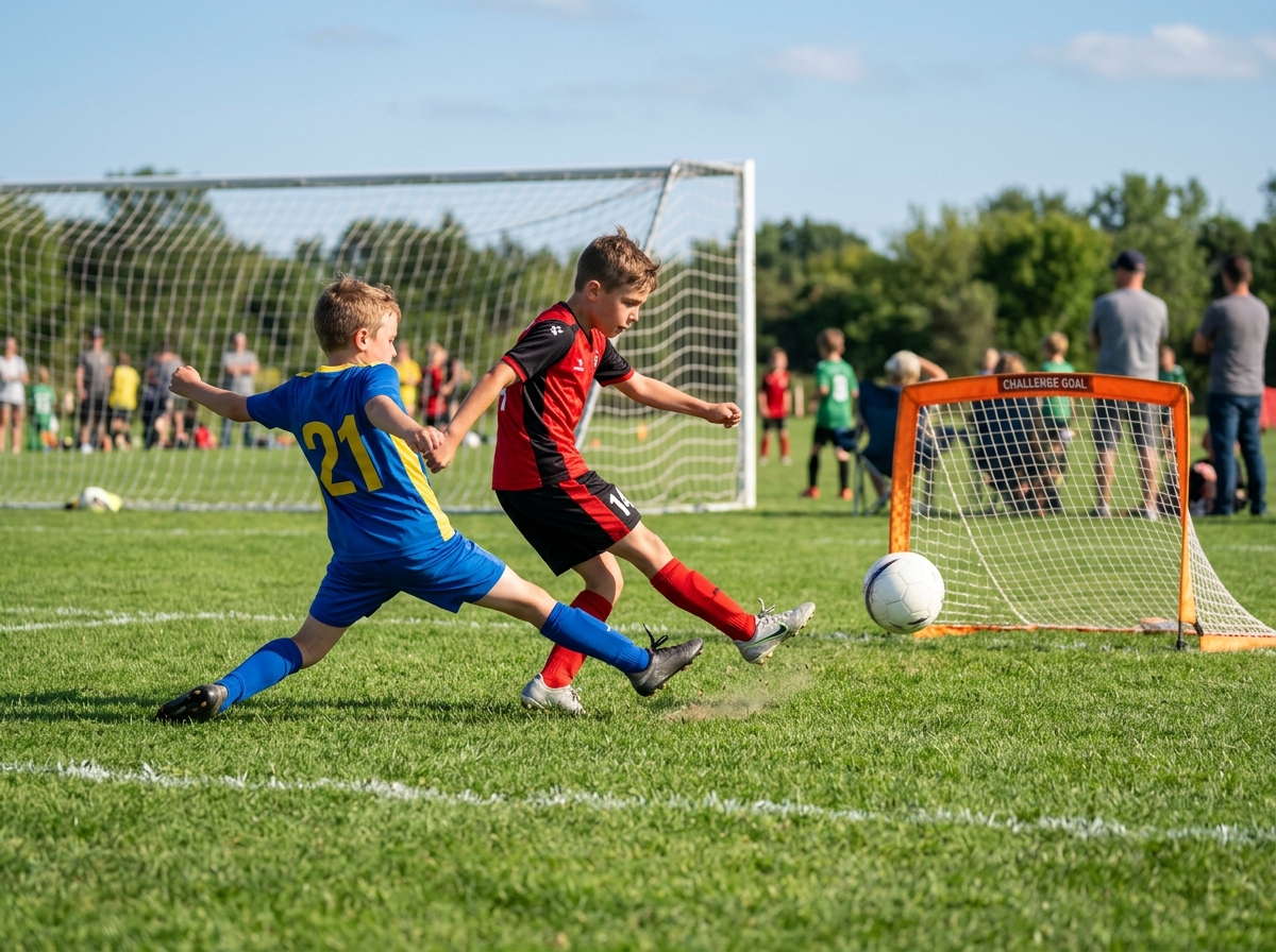 a 1v1 shooting competition between two U9 players - u9 shooting drills