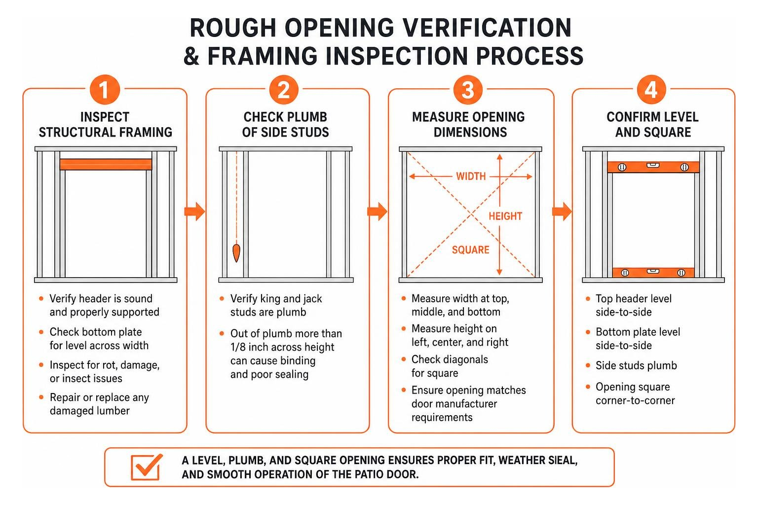 Rough opening verification and framing inspection process