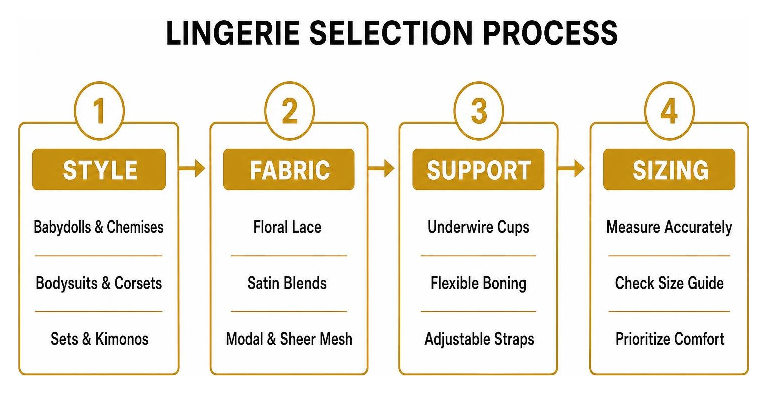 Lingerie Selection Process: Style, Fabric, Support, Sizing