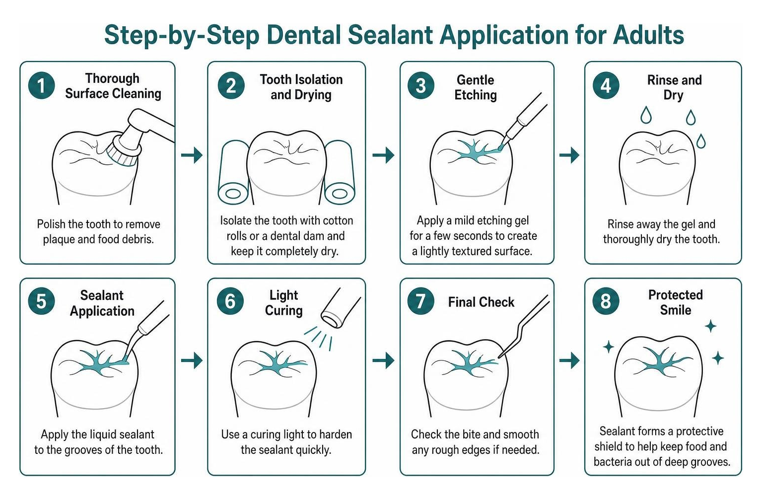 step by step dental sealant application process for adults
