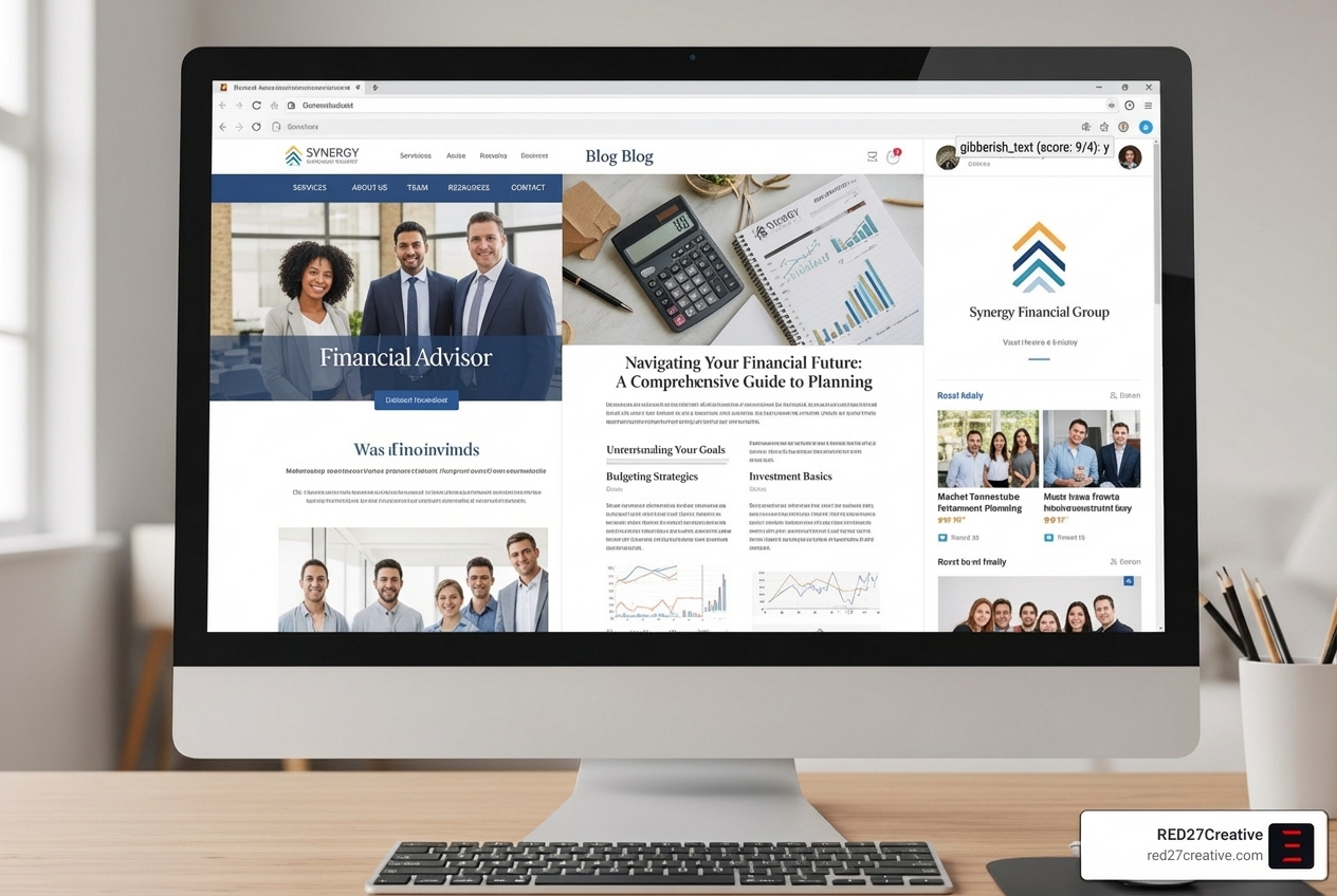 Computer screen showing a financial advisor's website, blog, and social media profile - financial advisor leads Computer screen showing a financial advisor's website, blog, and social media profile - financial advisor leads