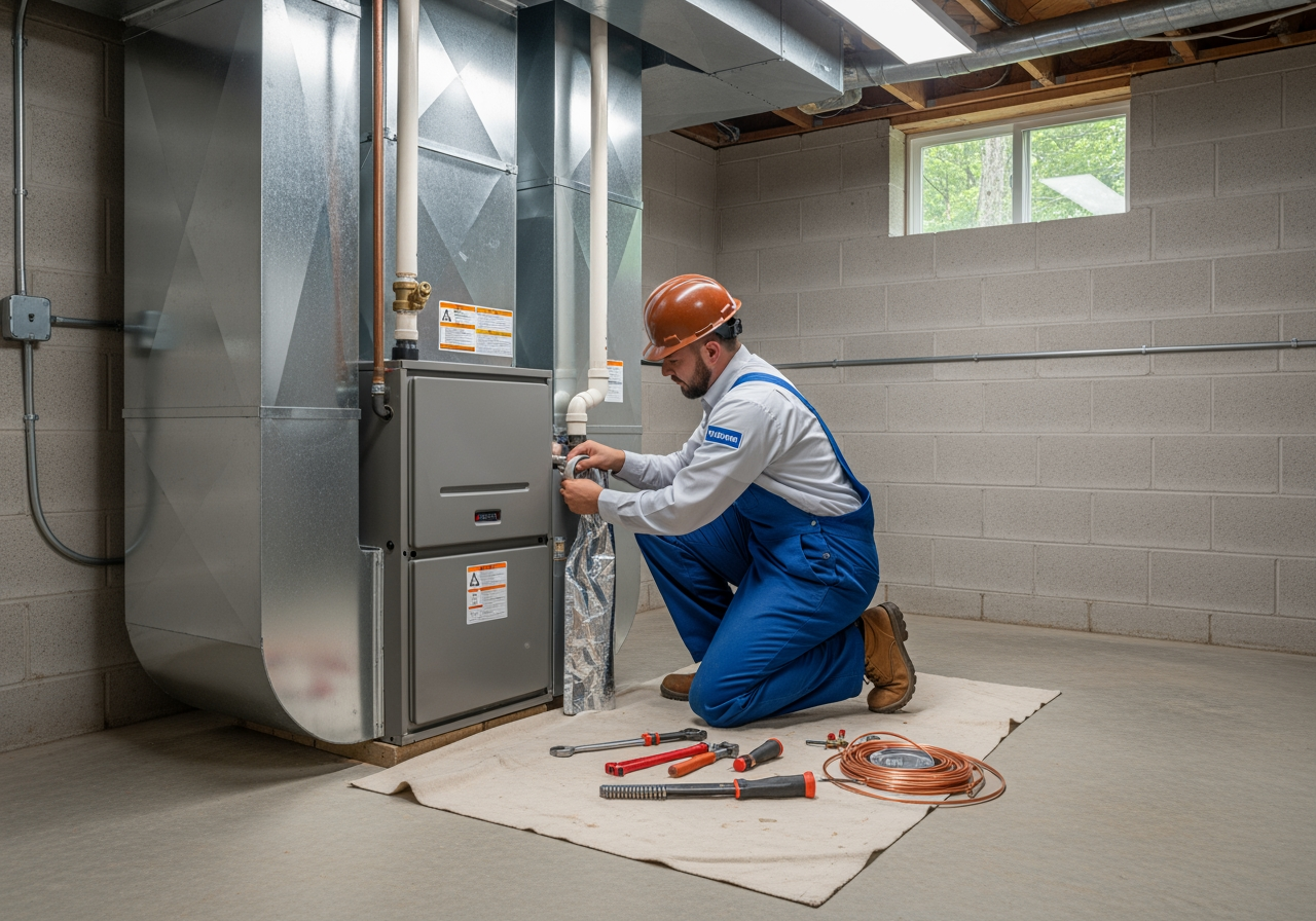 Infographic showing the key factors that make furnace installation affordable: selecting high-efficiency models with strong AFUE ratings for lower operating costs, accessing Mass Save rebates and tax credits to reduce upfront expenses, scheduling installation during off-peak seasons for better availability, working with local certified technicians familiar with Norwell building codes, and establishing a maintenance plan to extend system lifespan and prevent costly repairs - furnace installation affordable in norwell, ma Infographic showing the key factors that make furnace installation affordable: selecting high-efficiency models with strong AFUE ratings for lower operating costs, accessing Mass Save rebates and tax credits to reduce upfront expenses, scheduling installation during off-peak seasons for better availability, working with local certified technicians familiar with Norwell building codes, and establishing a maintenance plan to extend system lifespan and prevent costly repairs - furnace installation affordable in norwell, ma