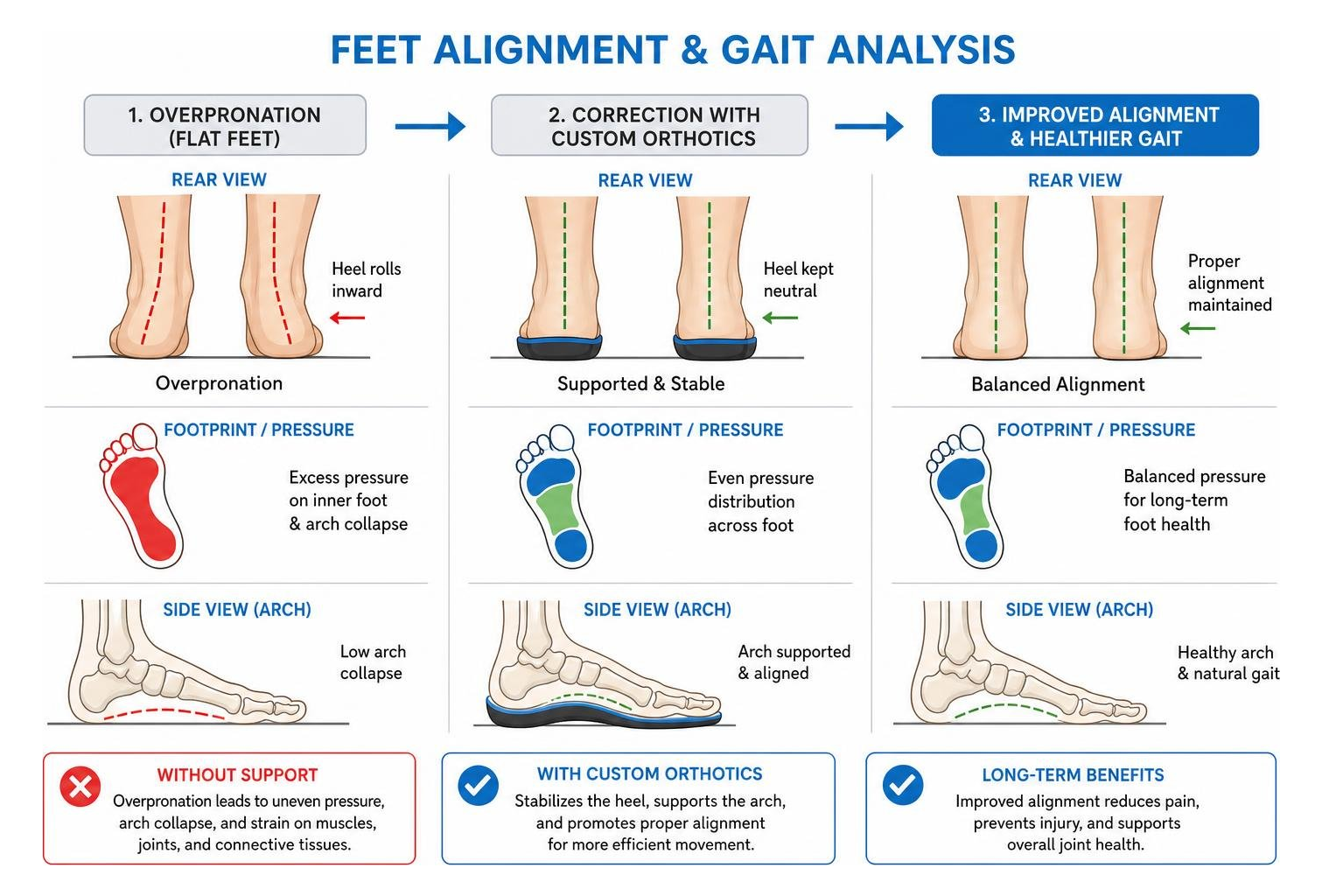 feet alignment and gait analysis diagram