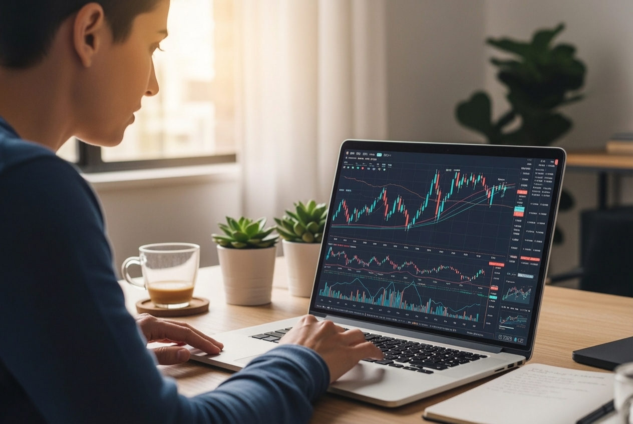 A Person Researching On A Laptop With Various Charts And Graphs In The Background, Analyzing Market Trends - How To Choose The Right Franchise A person researching on a laptop with various charts and graphs in the background, analyzing market trends - how to choose the right franchise