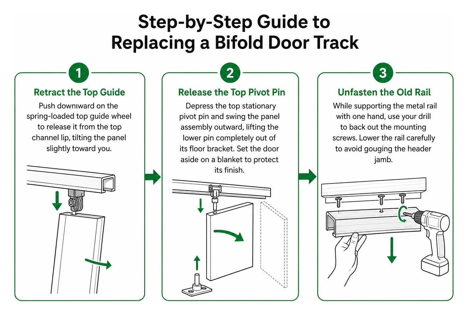 step by step bifold door track replacement process