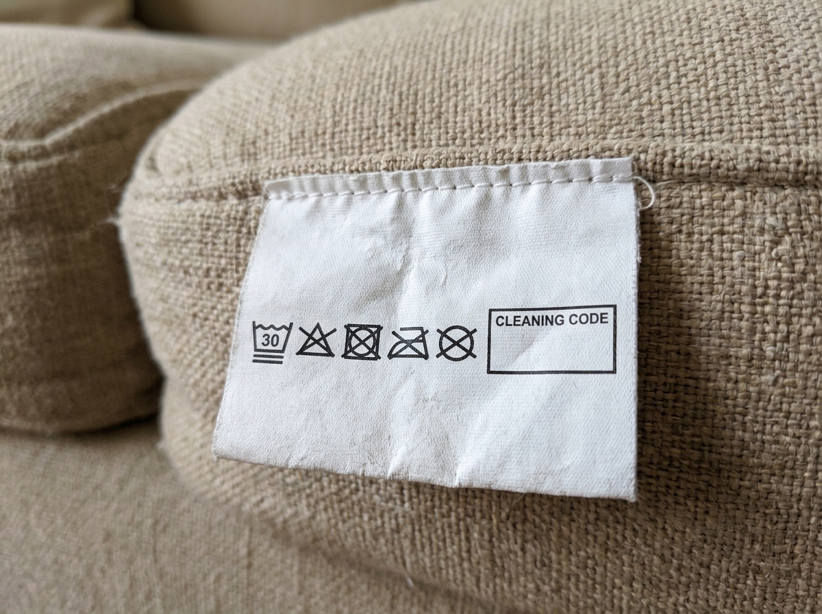 an upholstery care tag showing the W cleaning code - homemade couch cleaning solution an upholstery care tag showing the W cleaning code - homemade couch cleaning solution