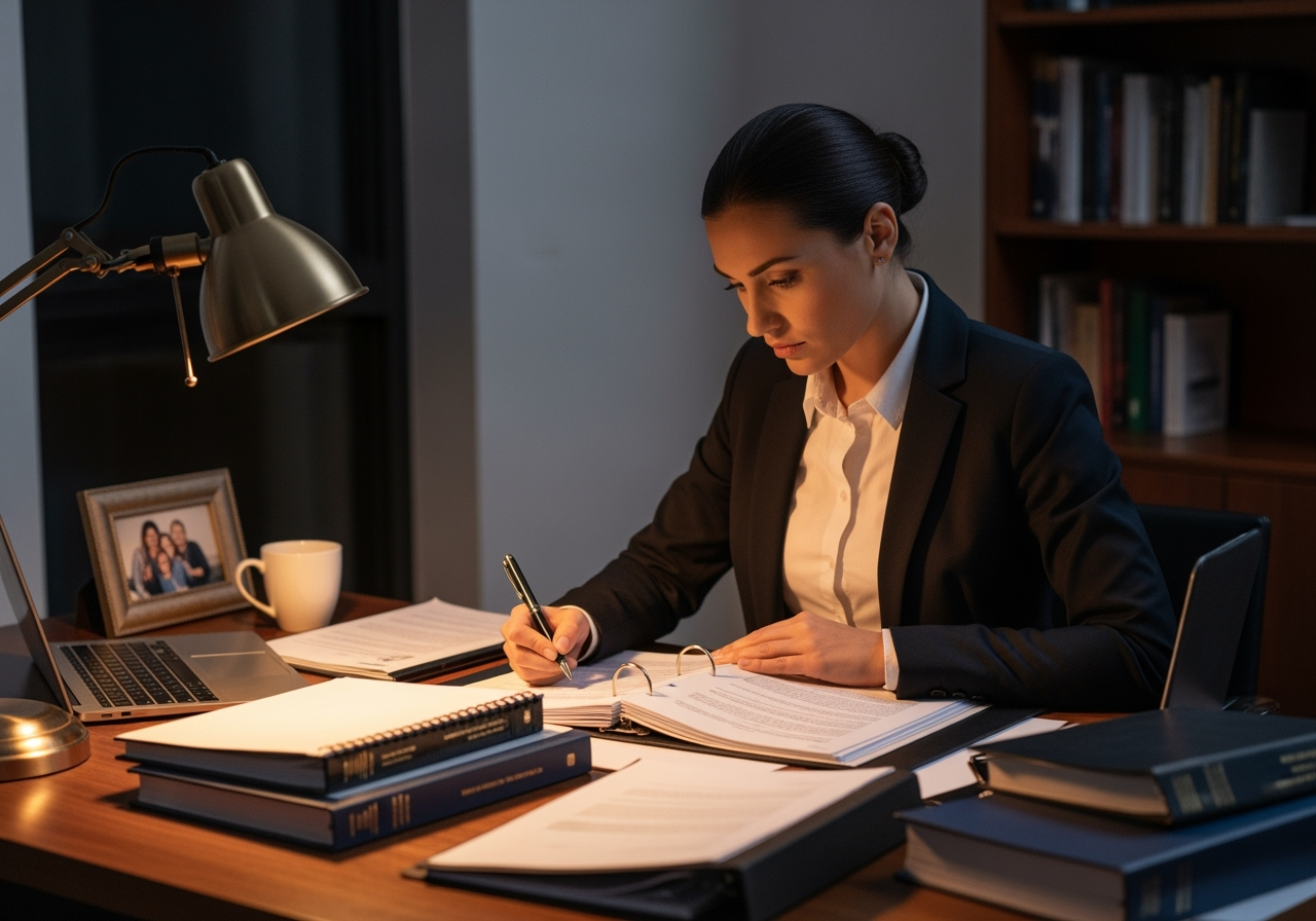 An attorney reviewing documents at a desk - Fatal truck accident attorney