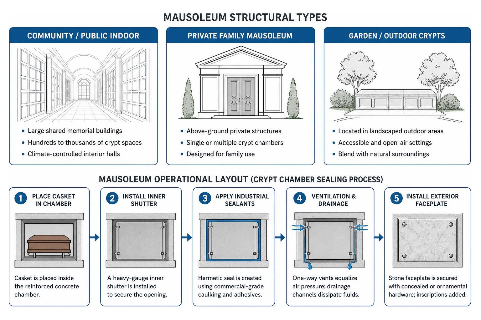 Mausoleum structural types and operational layout