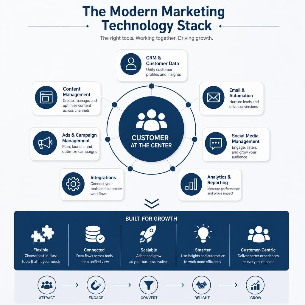 explaining the modern marketing technology stack infographic