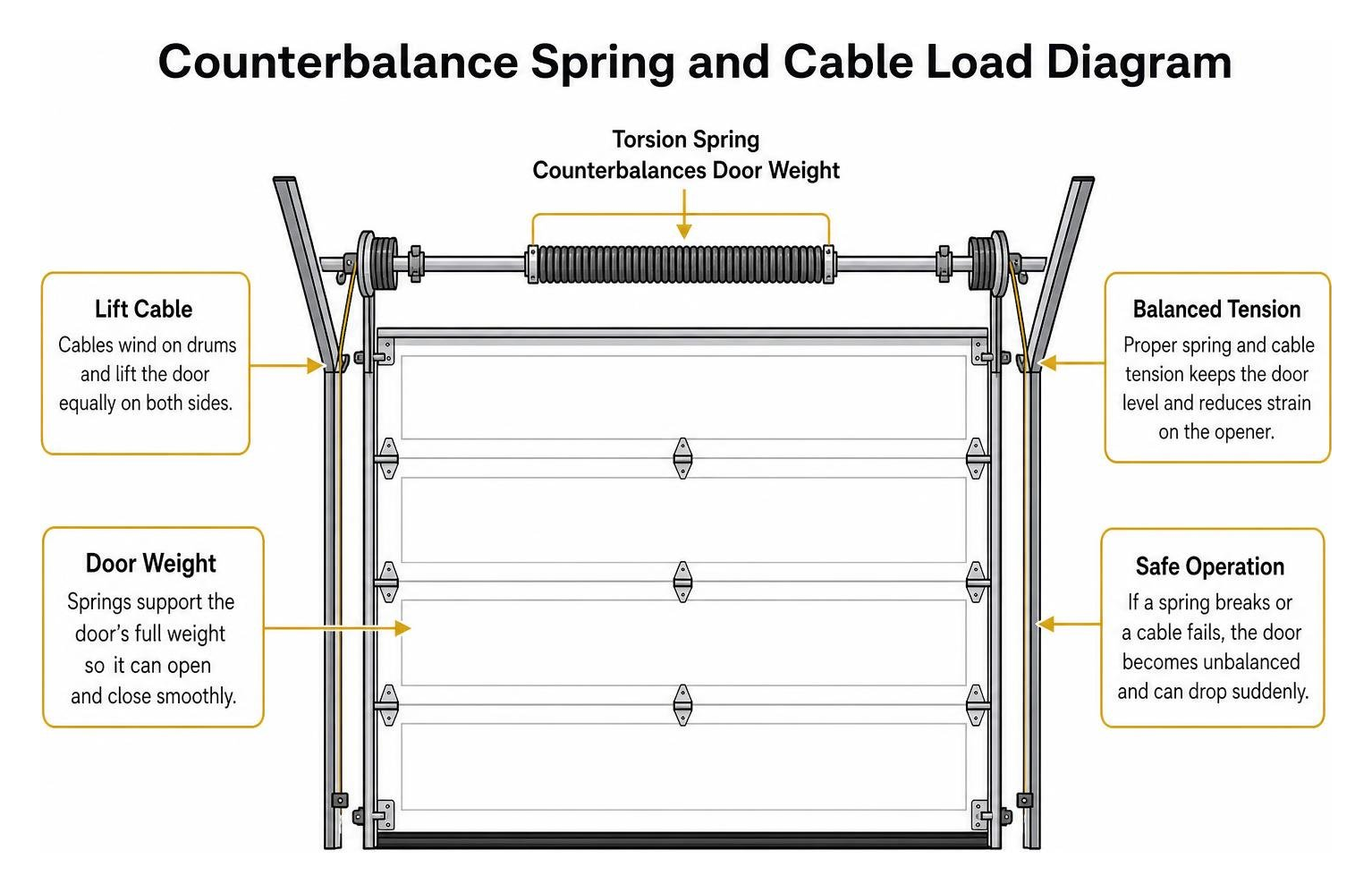 Counterbalance spring and cable load diagram Counterbalance spring and cable load diagram