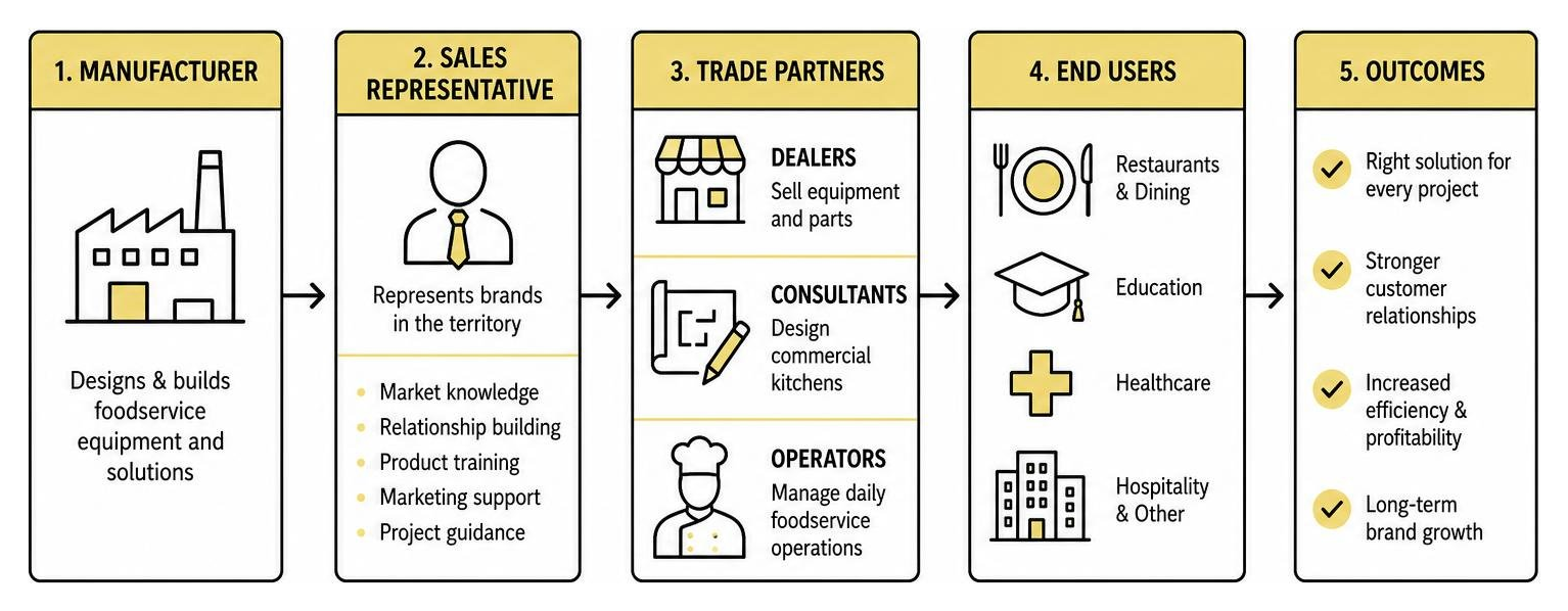 Diagram of foodservice representative sales channel flow