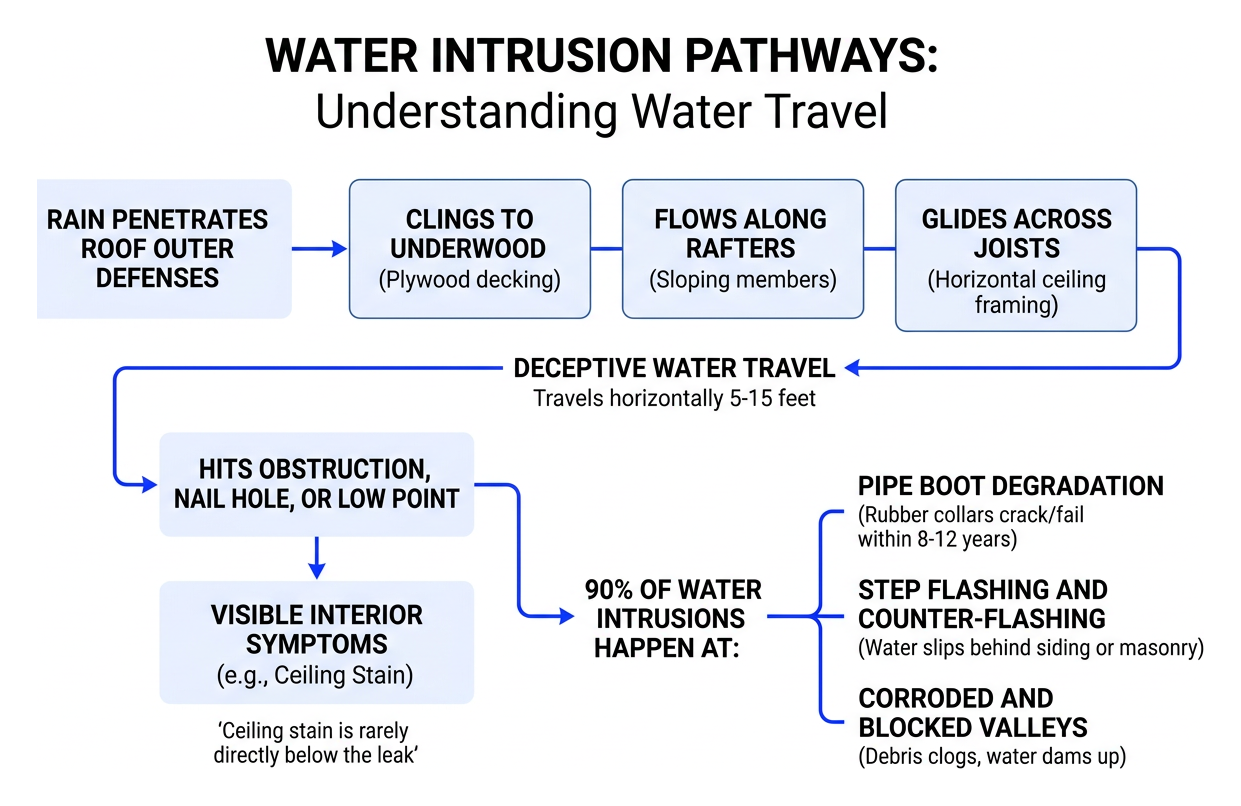 Water intrusion pathways diagram Water intrusion pathways diagram