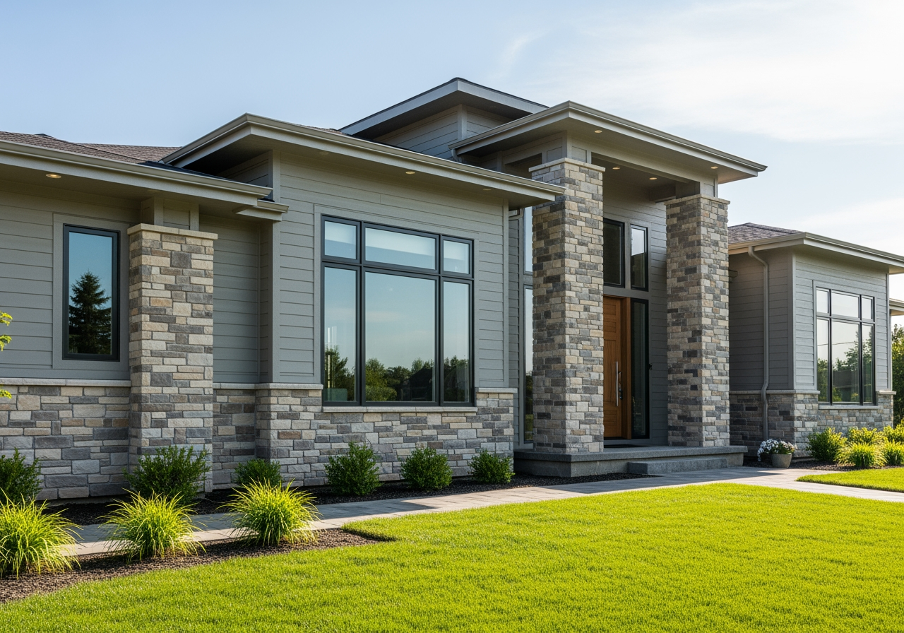 home with new fiber cement siding and stone veneer accents - home exterior upgrades