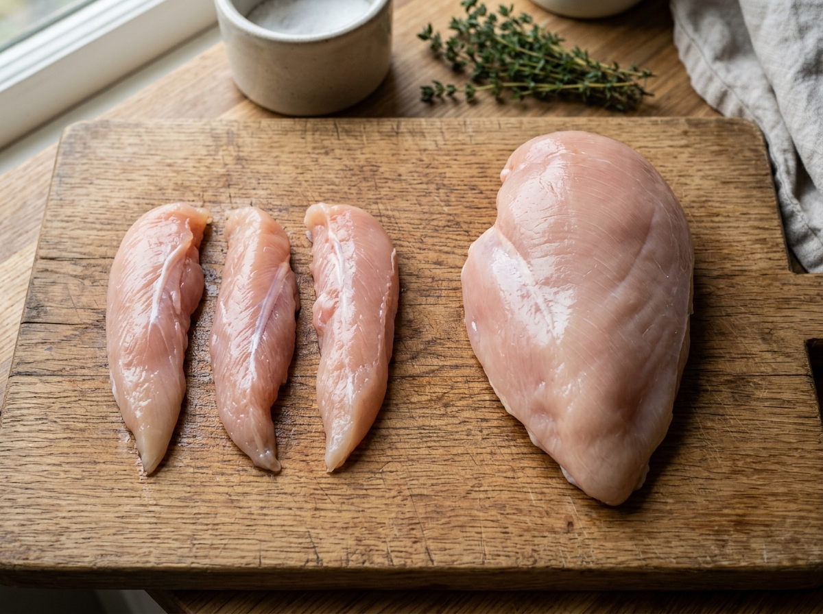 raw chicken tenderloins vs chicken breasts showing size and shape differences - quick and easy chicken tenderloin recipes raw chicken tenderloins vs chicken breasts showing size and shape differences - quick and easy chicken tenderloin recipes