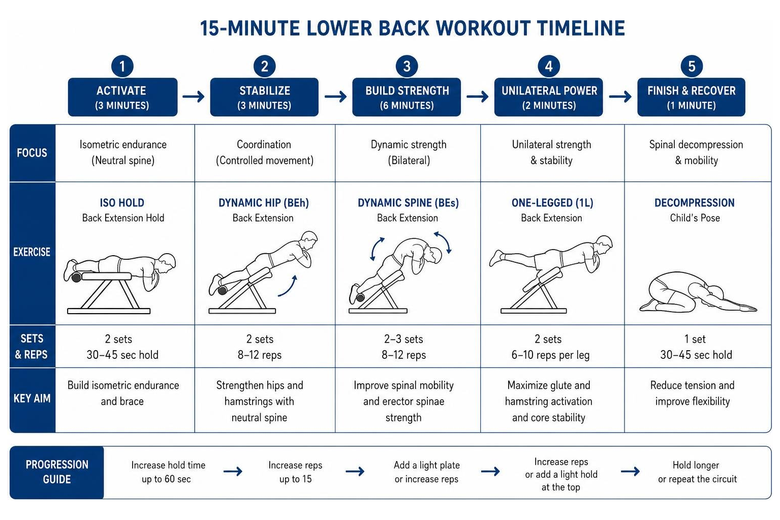 progressive lower back workout timeline