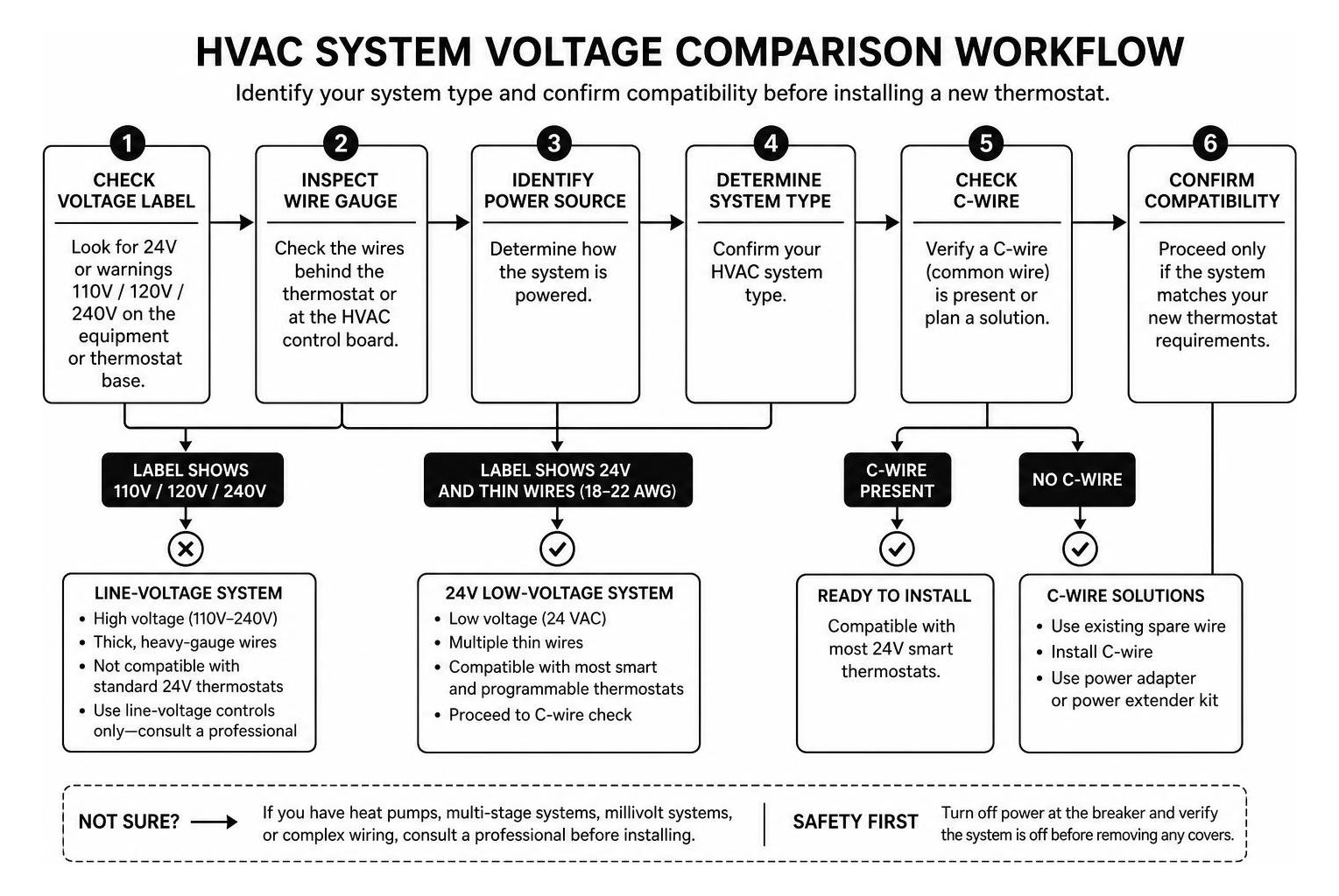 HVAC system voltage comparison workflow HVAC system voltage comparison workflow