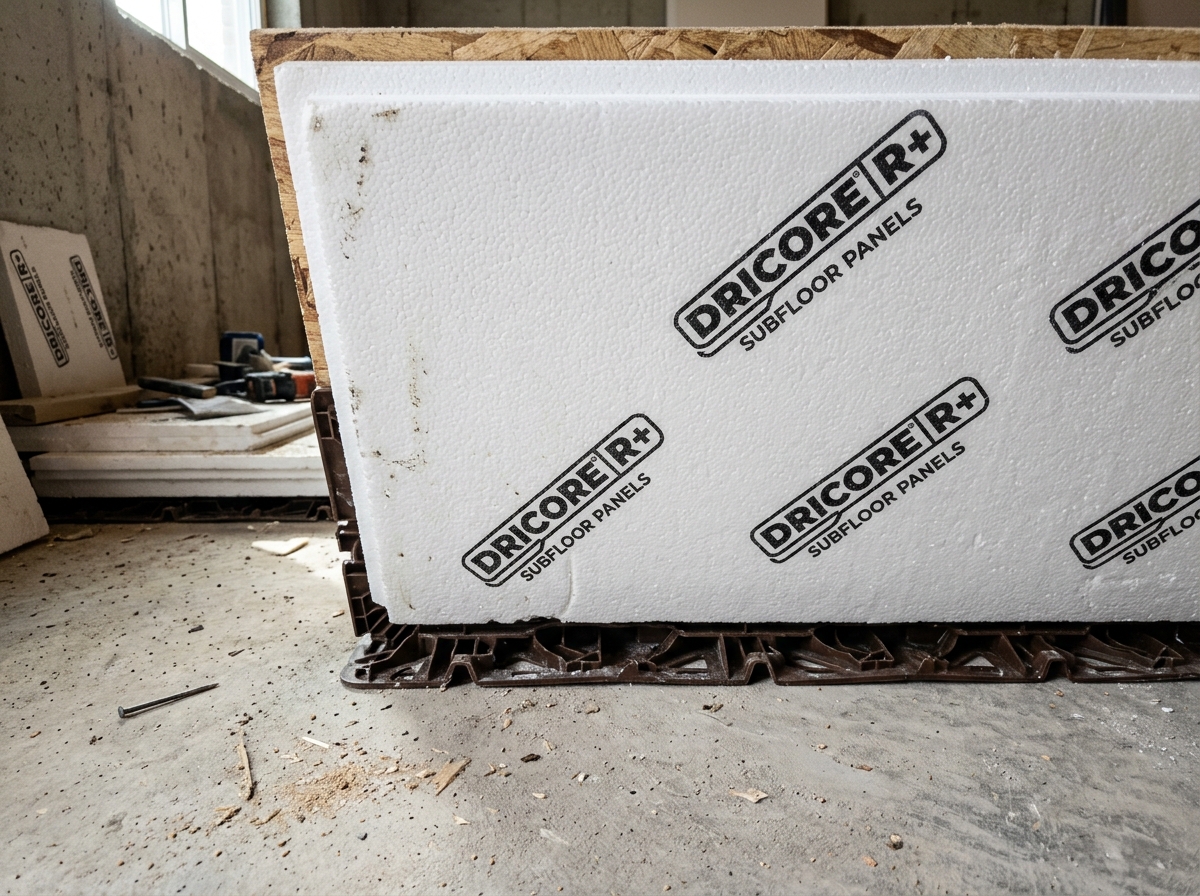 EPS foam insulation layer on the bottom of a DRICORE R+ panel - dricore r plus