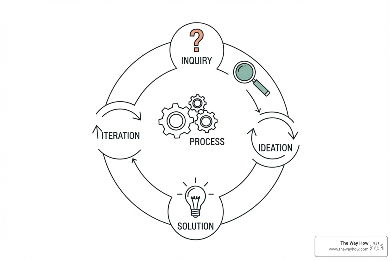 Circular 5-step process diagram with icons for each step representing: question mark (Define Objective), magnifying glass (Collect Evidence), gears (Clean & Analyze), lightbulb (Interpret Insights), and arrow circle (Act & Iterate) - Data driven decisions