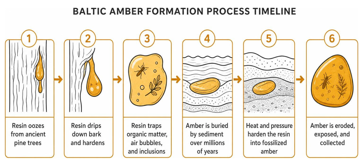 Baltic amber formation process timeline Baltic amber formation process timeline
