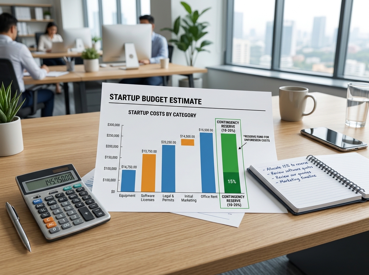 Safety cushion budget chart showing contingency reserves - new business expenses Safety cushion budget chart showing contingency reserves - new business expenses