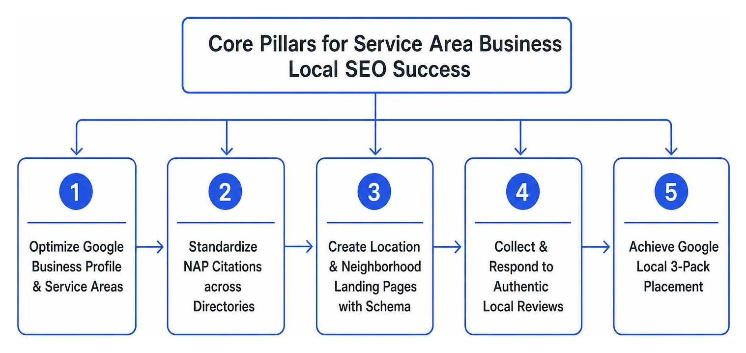 Core pillars for service area business local SEO success Core pillars for service area business local SEO success