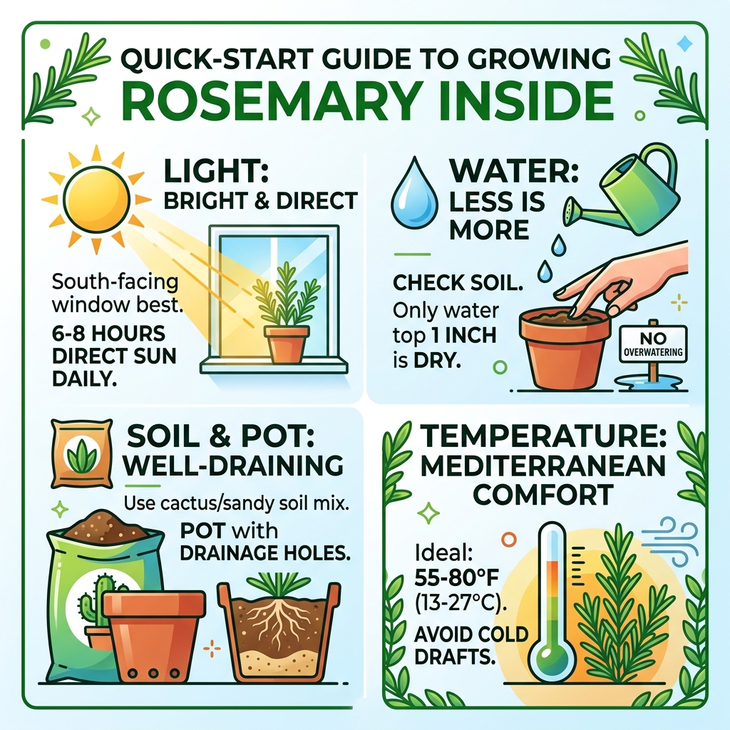 Quick-start guide to growing rosemary inside: light, water, soil, and temperature requirements - grow rosemary inside