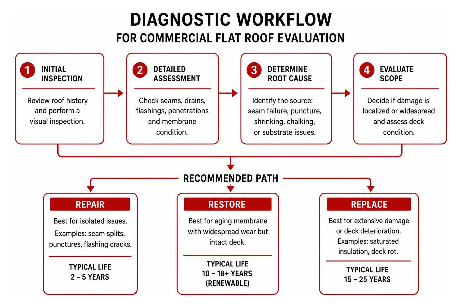 diagnostic workflow for commercial flat roof evaluation diagnostic workflow for commercial flat roof evaluation
