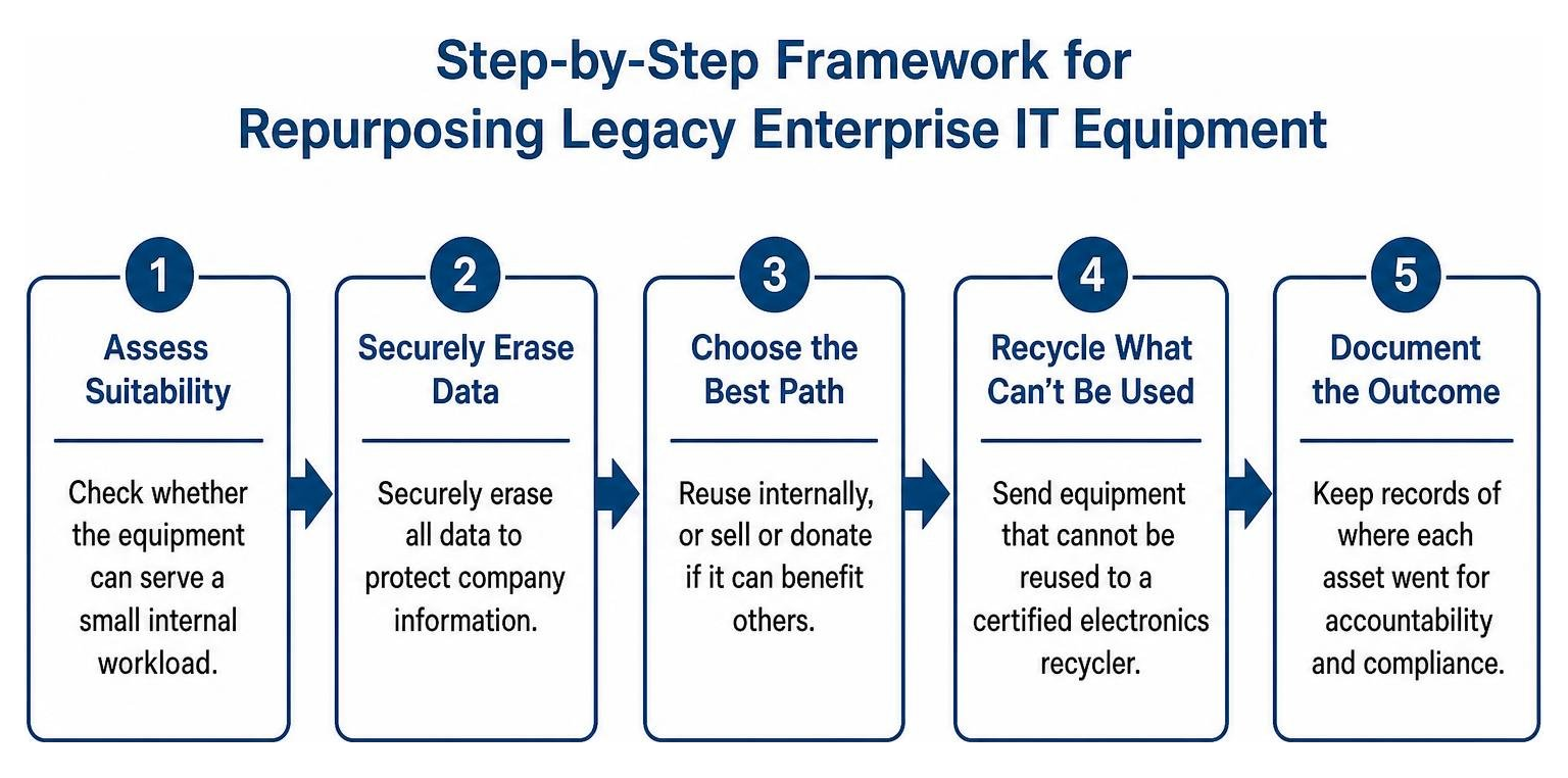 Step-by-step framework for repurposing legacy enterprise IT equipment