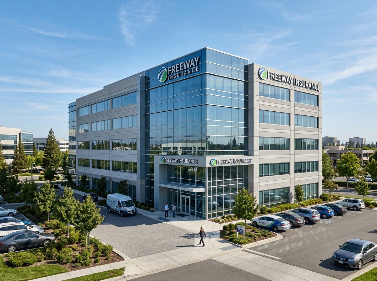 Freeway Insurance headquarters building showing a modern professional office exterior - insurance freeway
