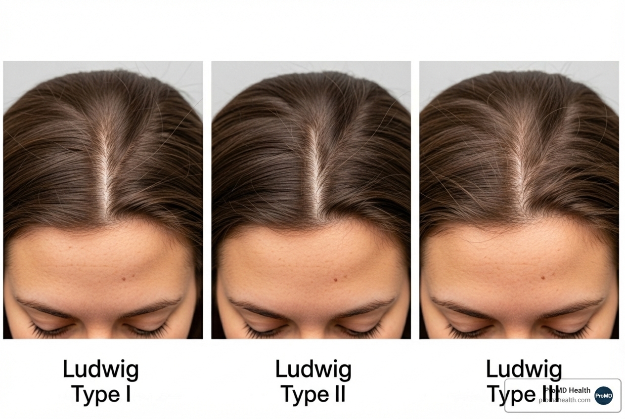 illustrating the Ludwig Classification for female pattern hair loss - best treatment for thinning hair female illustrating the Ludwig Classification for female pattern hair loss - best treatment for thinning hair female