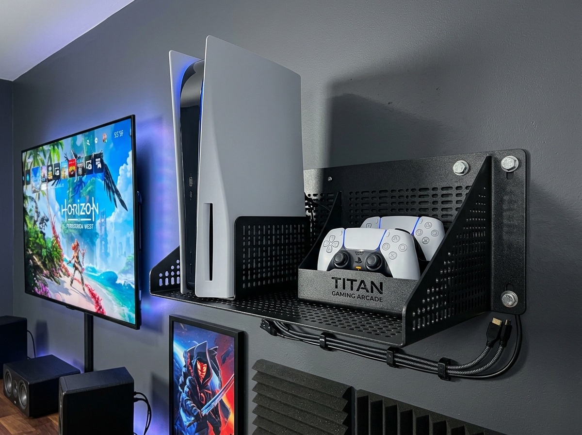 heavy duty metal gaming shelf - gaming console wall shelves