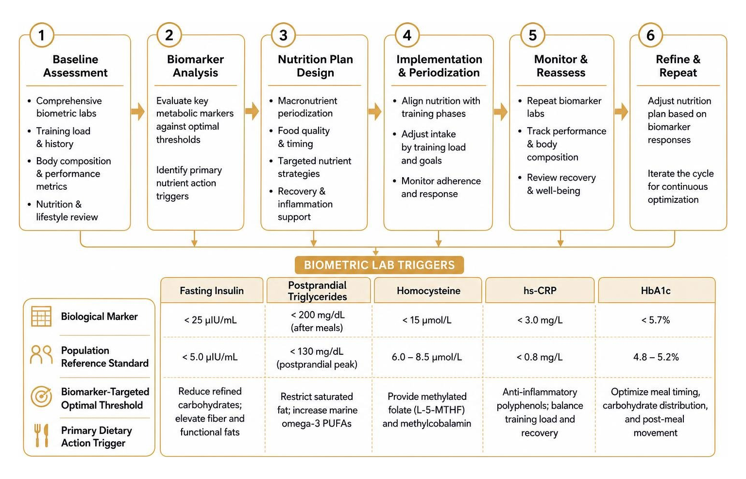 step-by-step athlete nutrient periodization workflow linked to biometric lab triggers