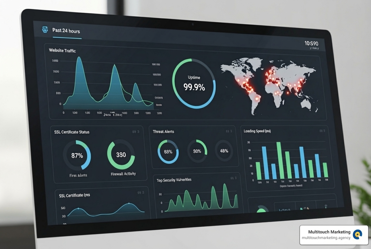 dashboard showing website security and performance metrics - companies that manage websites dashboard showing website security and performance metrics - companies that manage websites