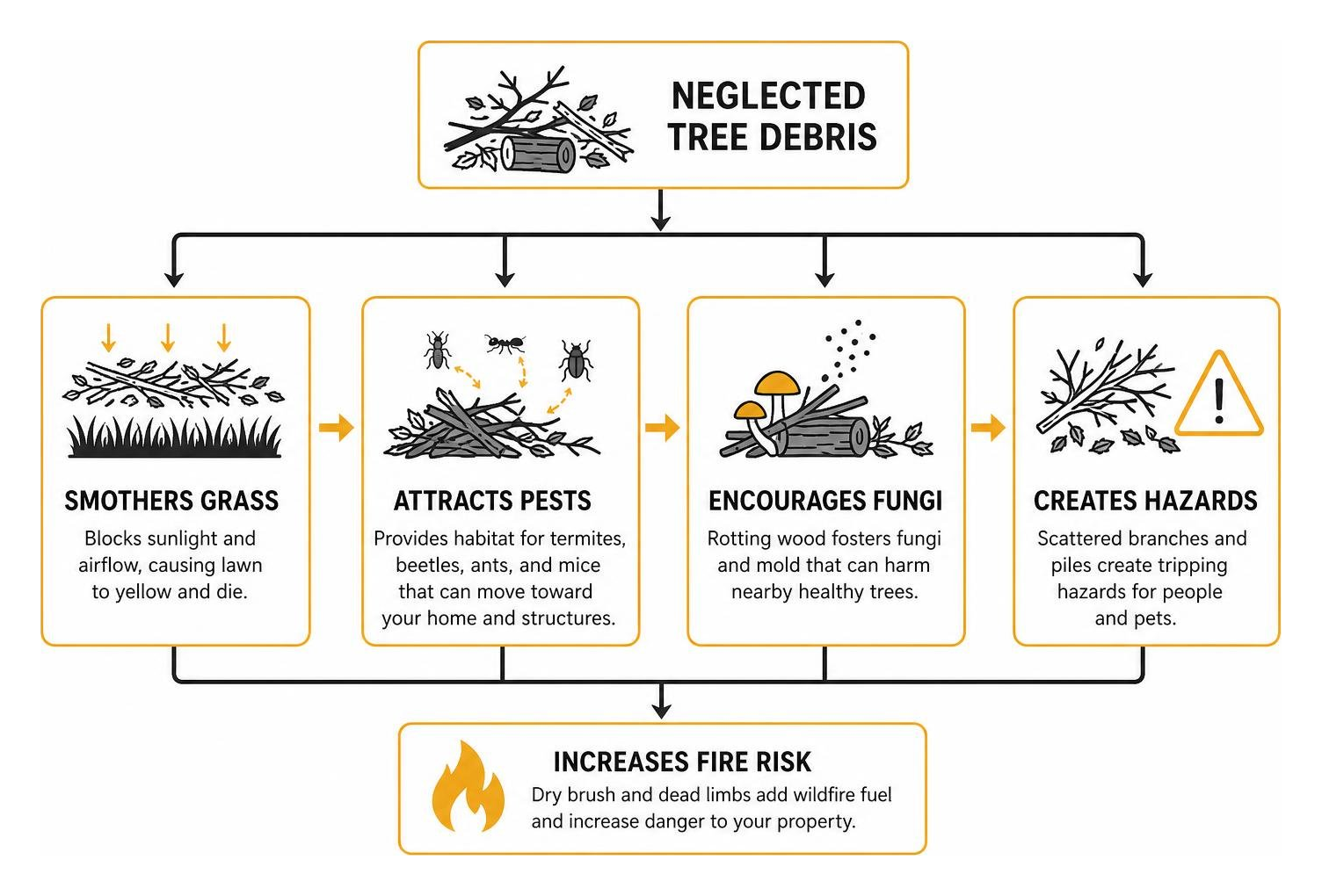 Process of property hazards caused by neglected tree debris Process of property hazards caused by neglected tree debris