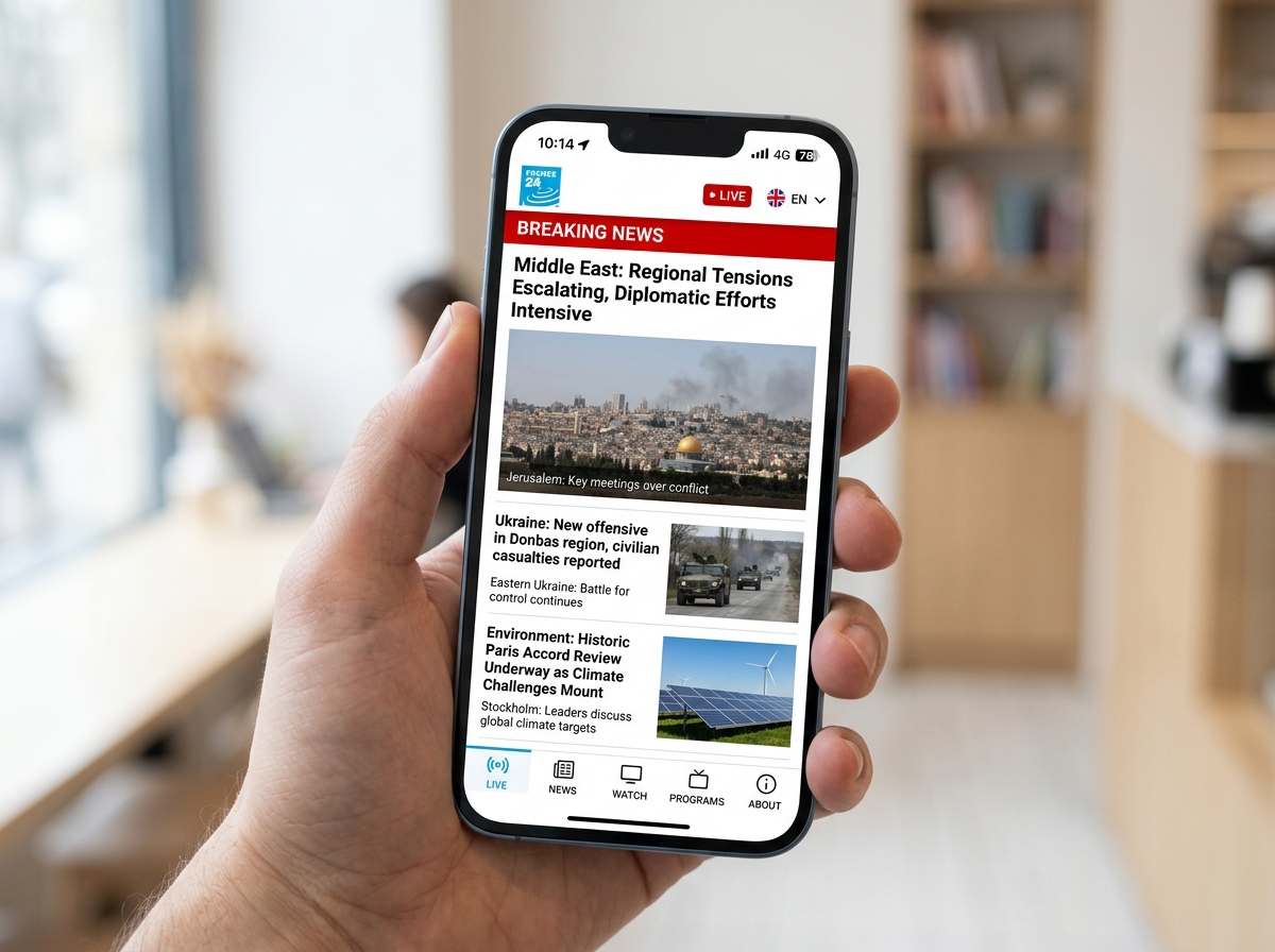 The intuitive France 24 mobile interface showing live news feeds - france 24 news today