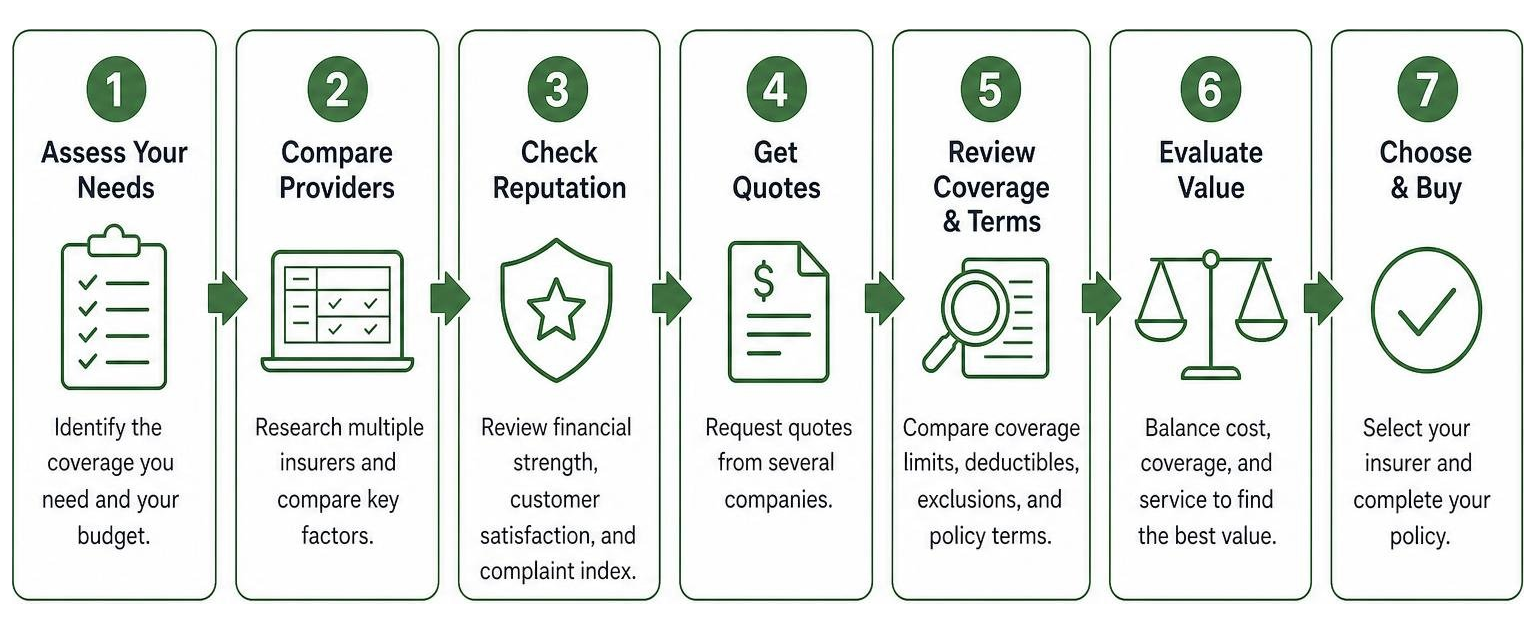 Choosing car insurance step-by-step process