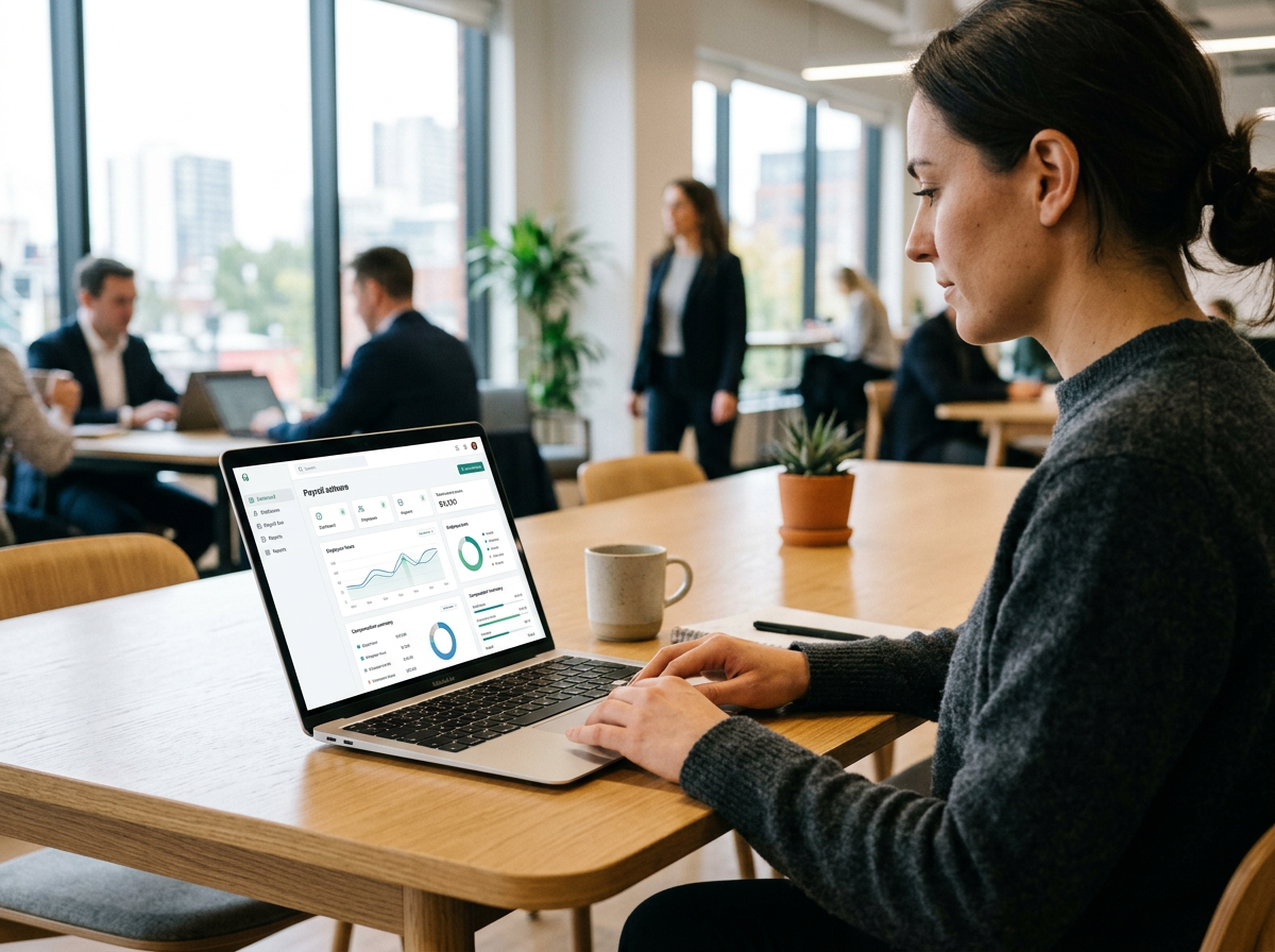 Intuitive modern payroll software interface on a laptop screen