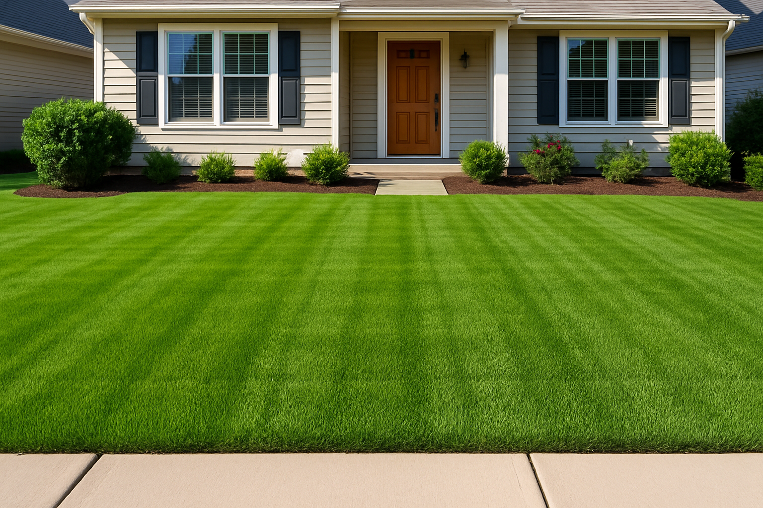 Professional sod installation result showing lush green lawn - professional sod installation