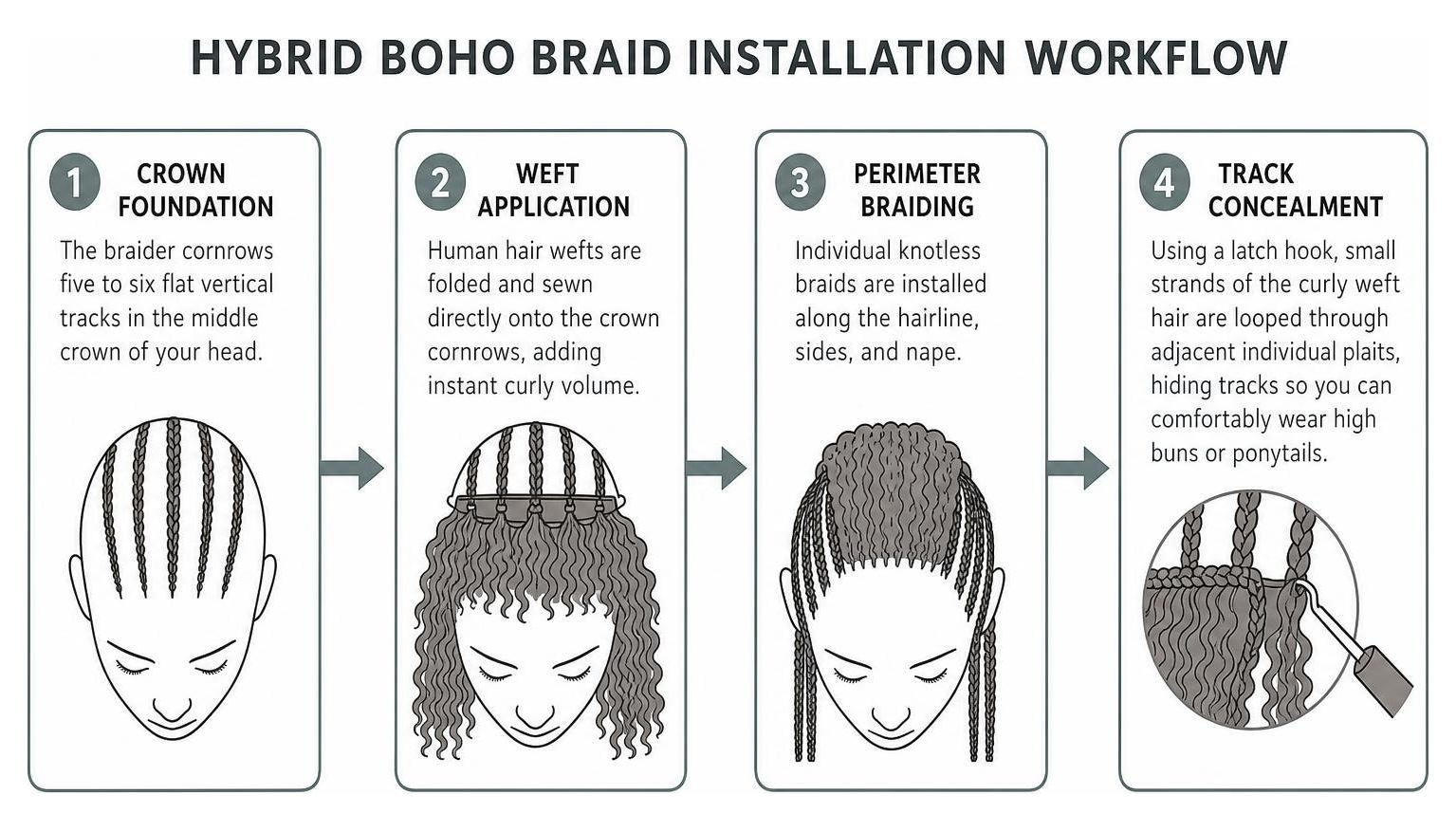 Hybrid boho braid installation workflow Hybrid boho braid installation workflow