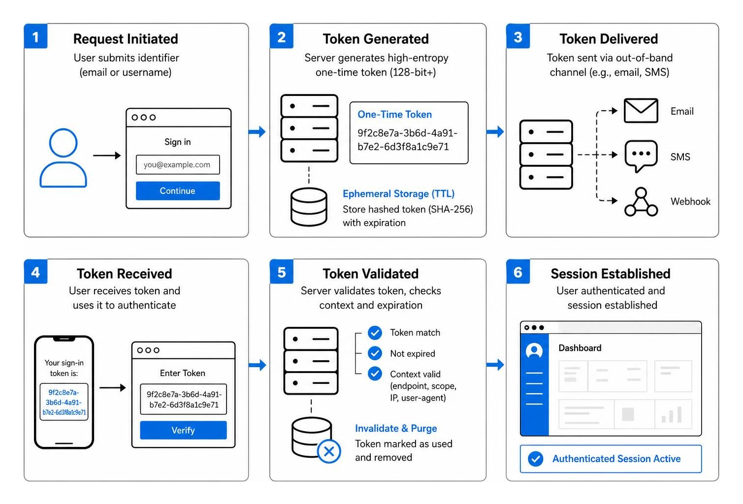 one-time token authentication flow from generation to session validation one-time token authentication flow from generation to session validation