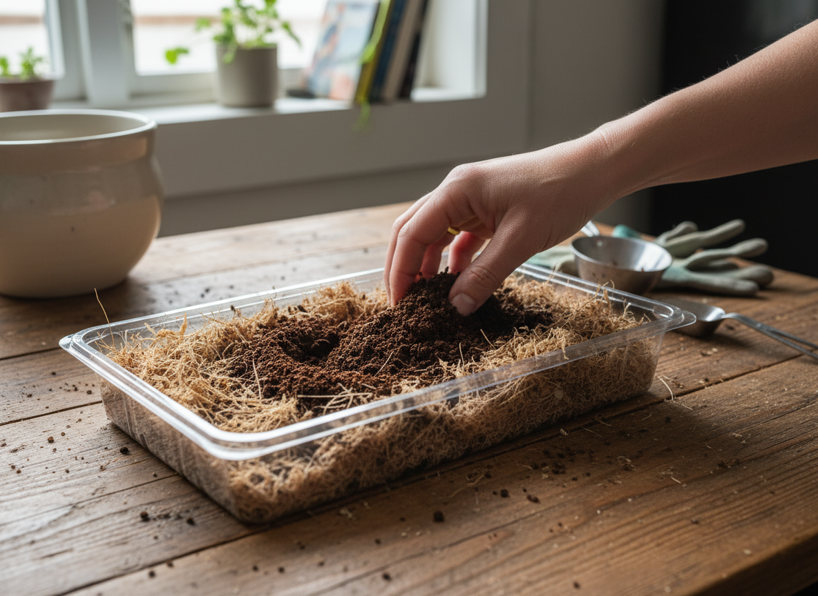 mixing coffee grounds with coconut coir for microgreens - coffee grounds for microgreens