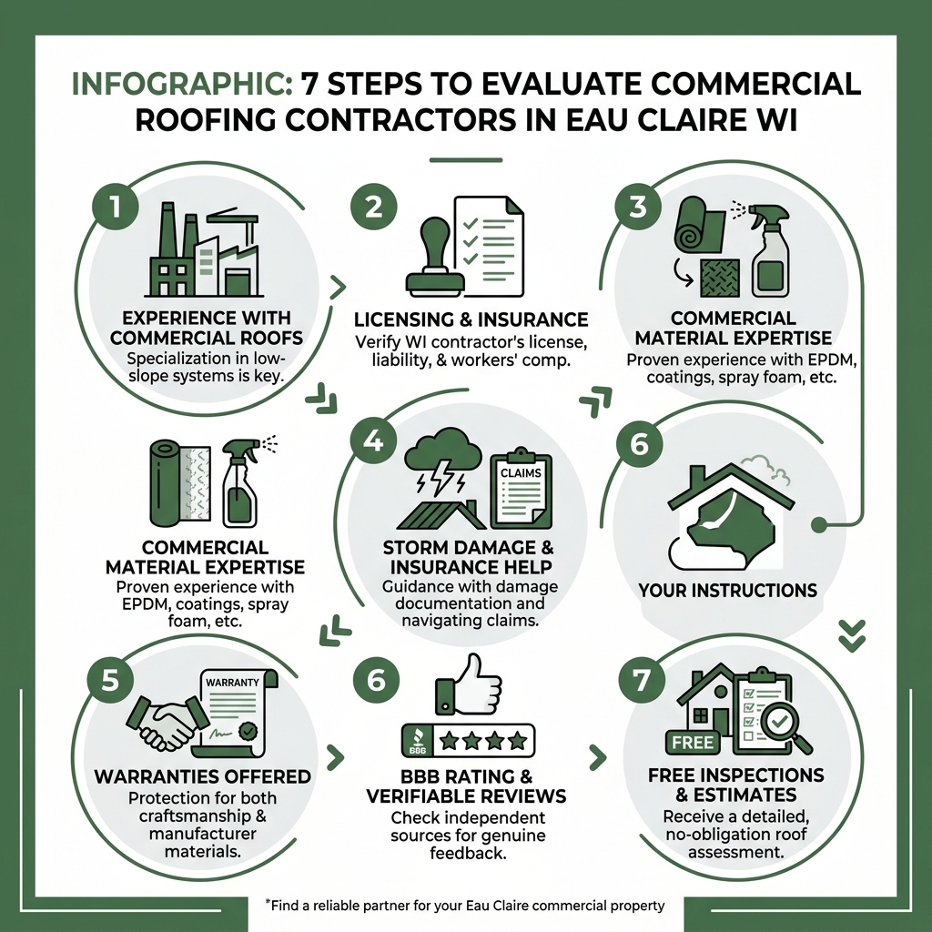 Infographic: 7 steps to evaluate commercial roofing contractors in Eau Claire WI - roofing contractors eau claire Infographic: 7 steps to evaluate commercial roofing contractors in Eau Claire WI - roofing contractors eau claire