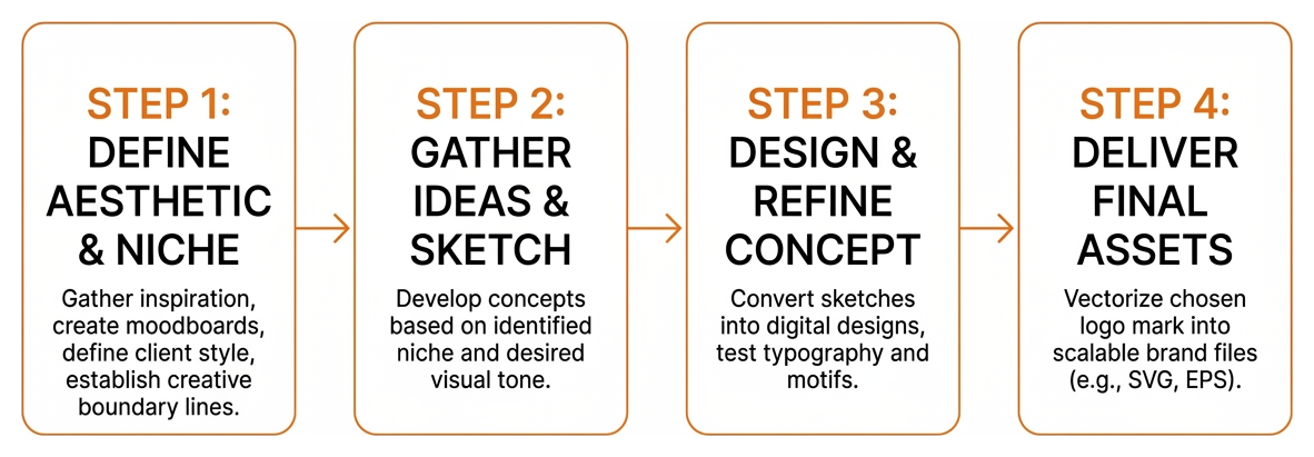 Photography logo creation workflow from concept to vectorized brand mark Photography logo creation workflow from concept to vectorized brand mark