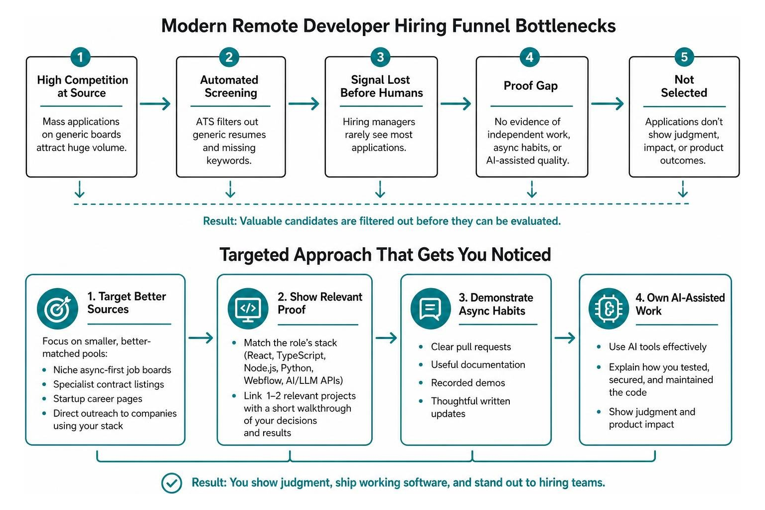 Modern remote developer hiring funnel bottlenecks
