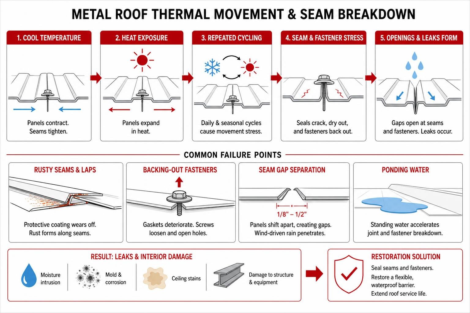 diagram of metal roof thermal movement and seam breakdown diagram of metal roof thermal movement and seam breakdown