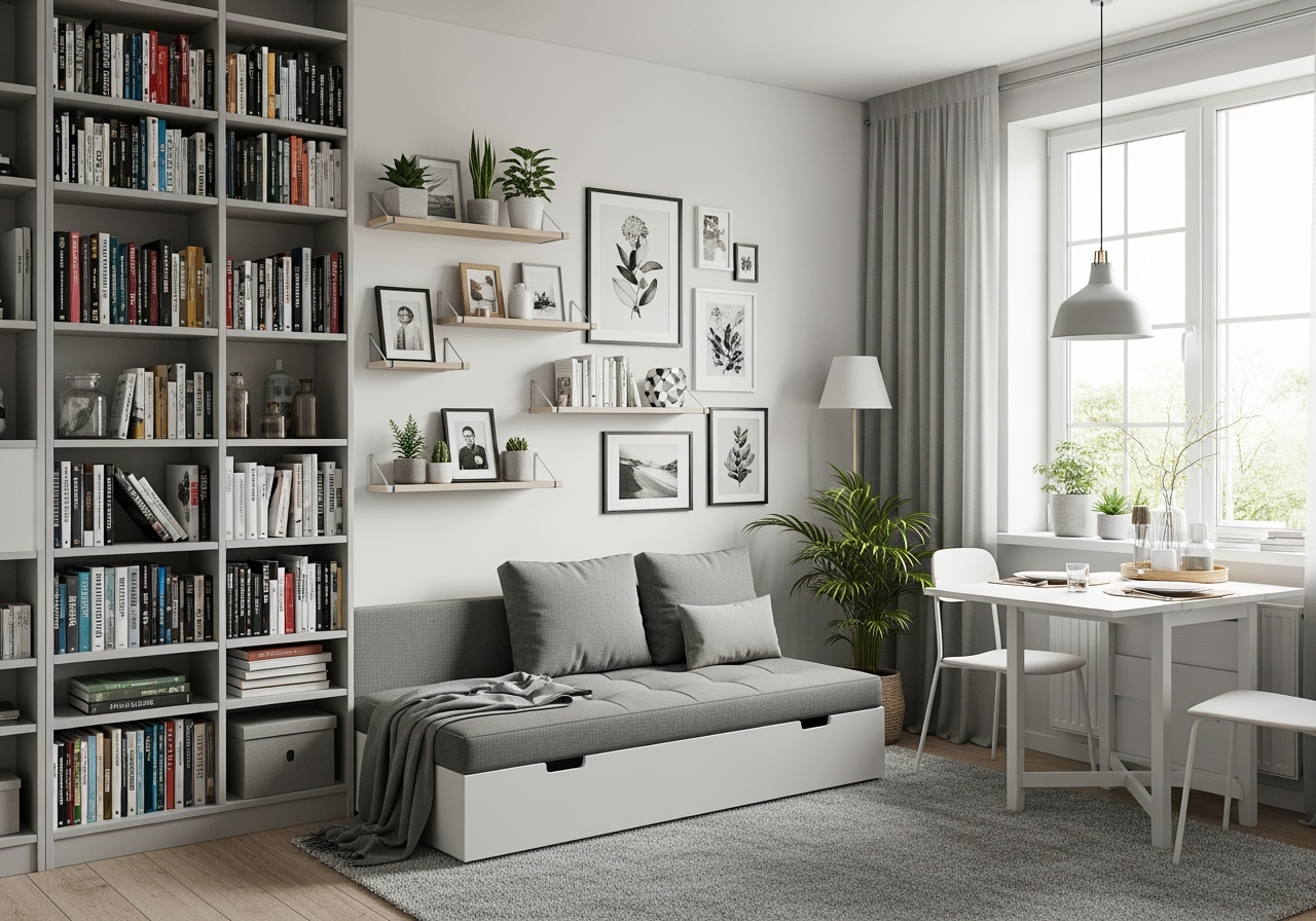 well-organized small apartment with vertical storage - modern apartment living