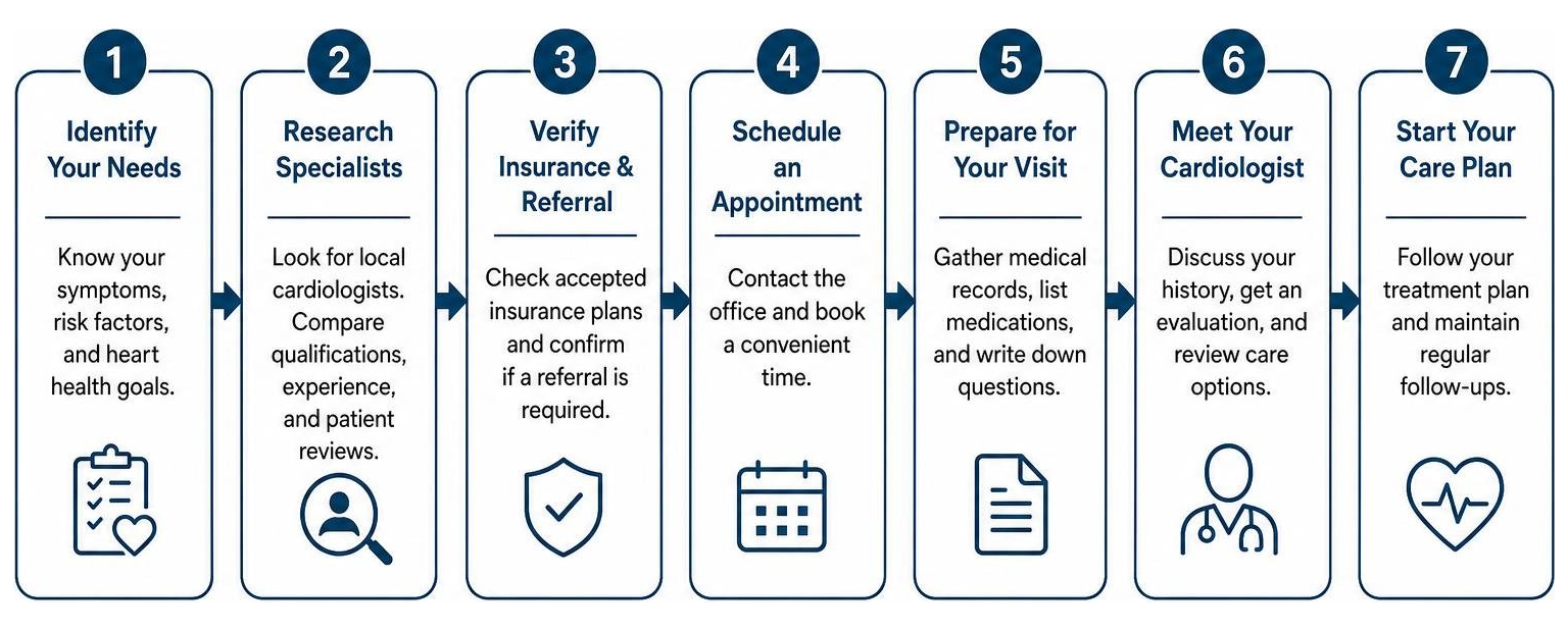 Choosing a cardiologist workflow diagram