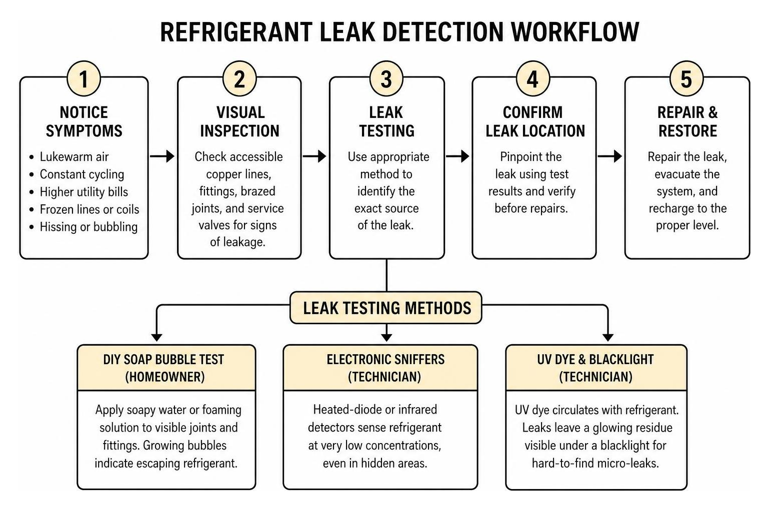 Refrigerant leak detection workflow Refrigerant leak detection workflow