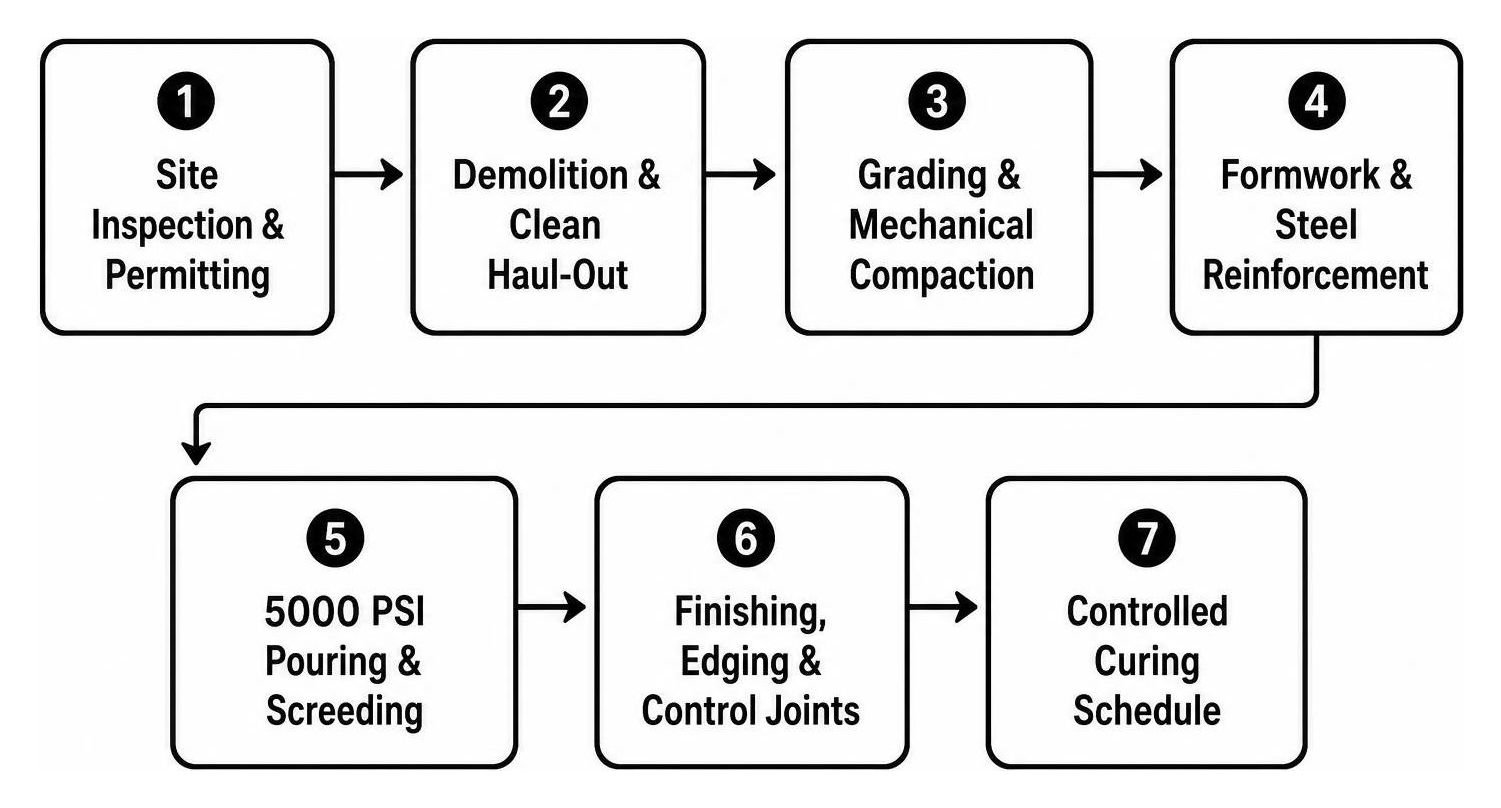 step-by-step concrete replacement workflow